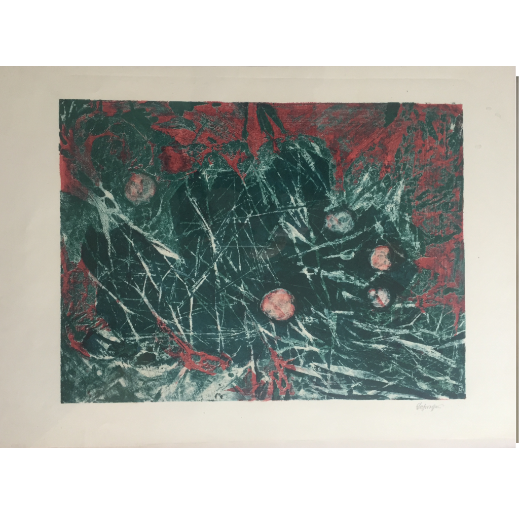 Lithografie "Mors damascin", grün.