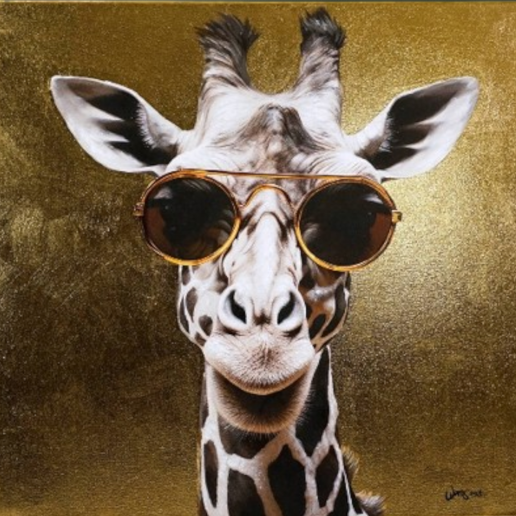 Gemälde "Golden-Giraffe", handgemalt, 80x80cm